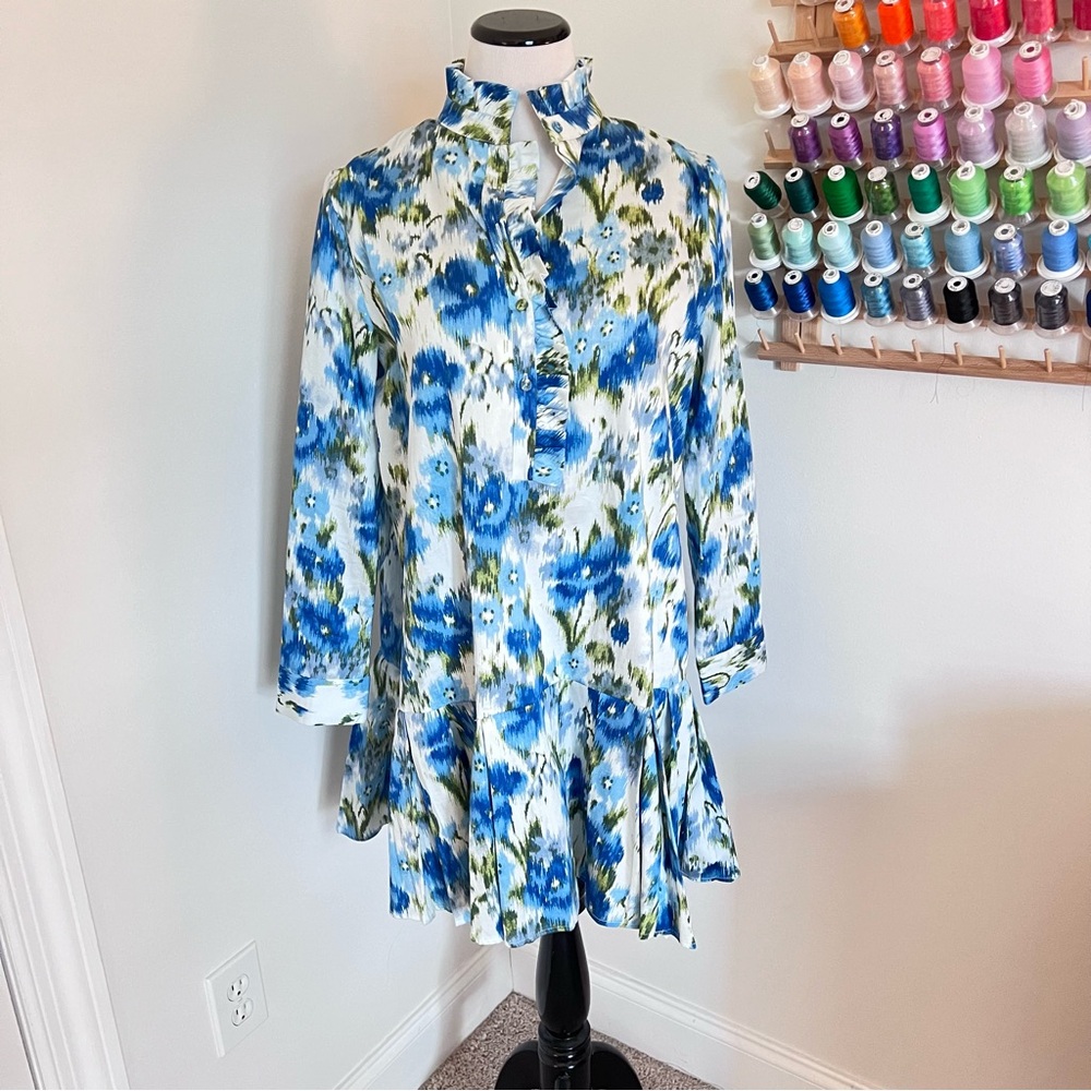 Tuckernuck Afternoon Shower Blue and Green Print Tate Dress